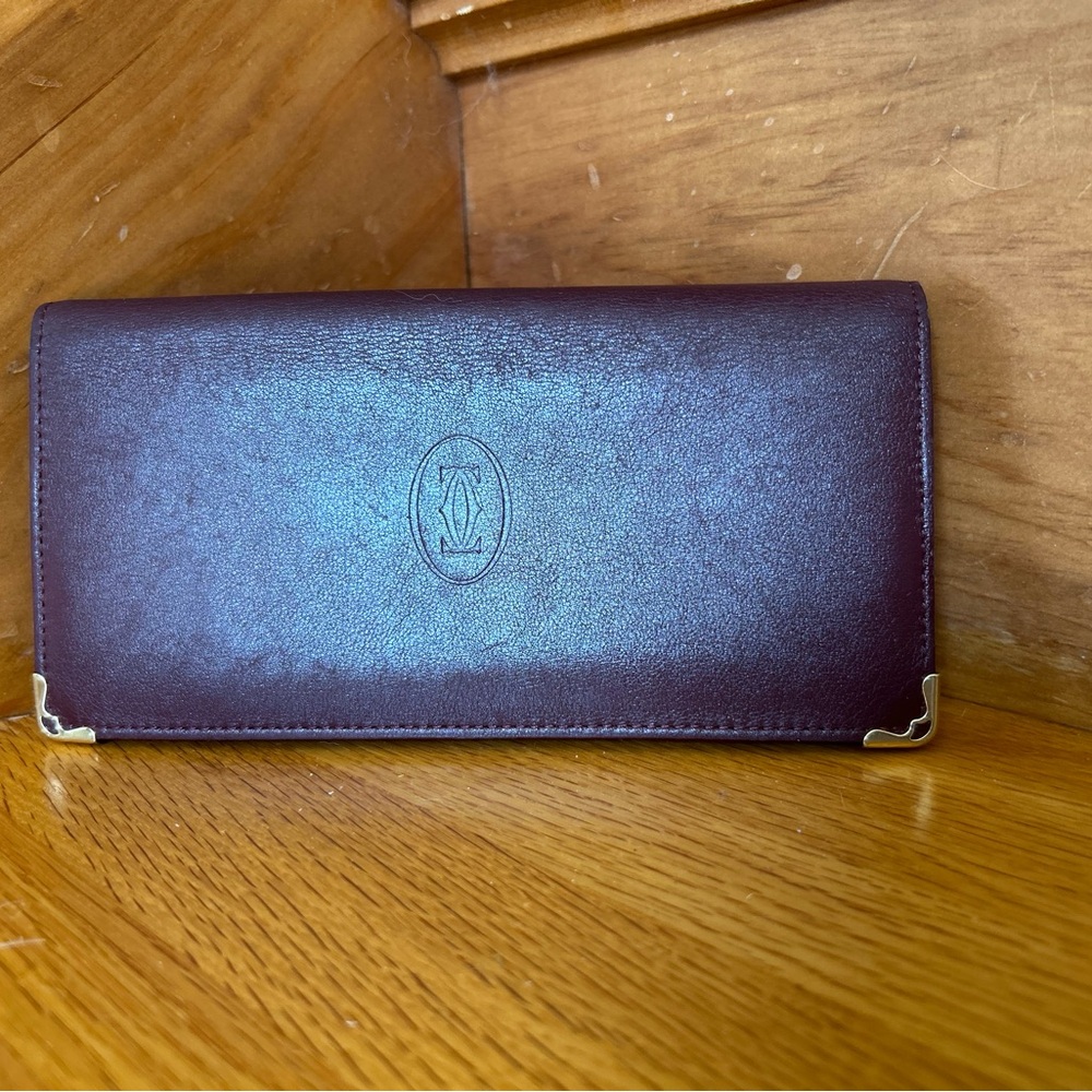 Elegant Burgundy Cartier Leather Wallet